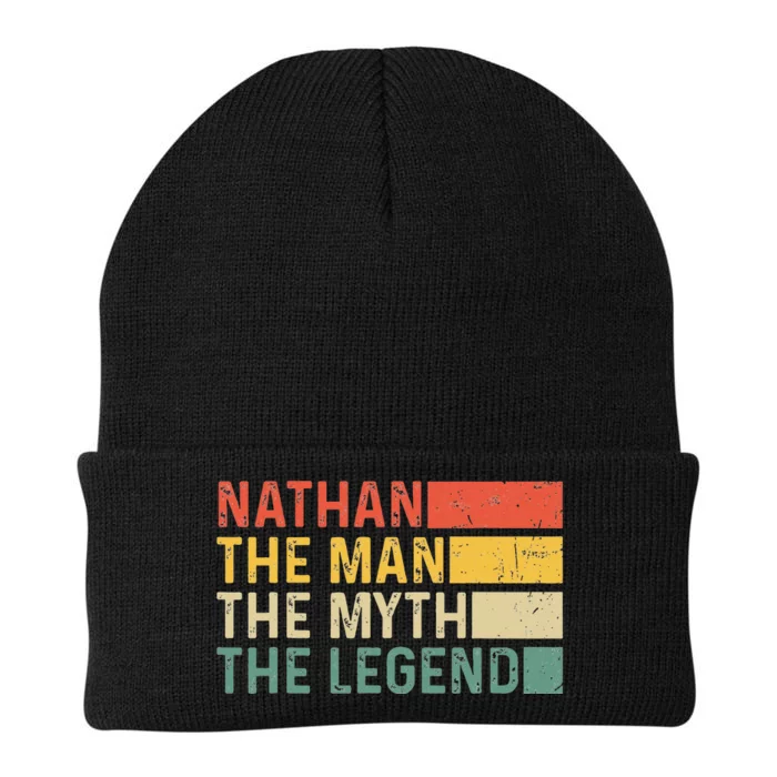 Nathan The Man The Myth The Legend Vintage Gift for Nathan Knit Cap Winter Beanie