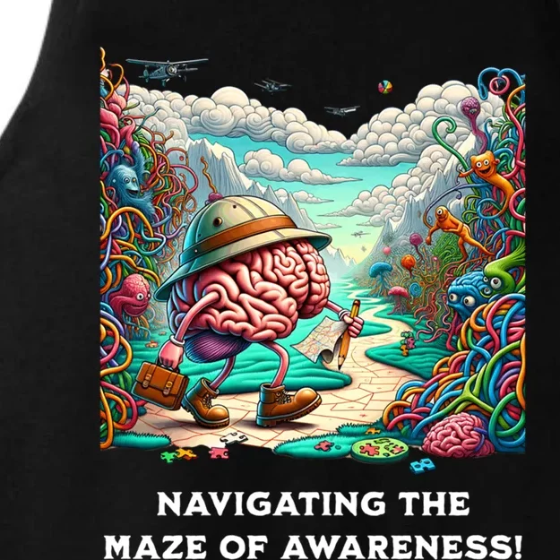 Navigating The Maze Of Awareness Brain Health Adventure Cool Gift Ladies Tri-Blend Wicking Tank