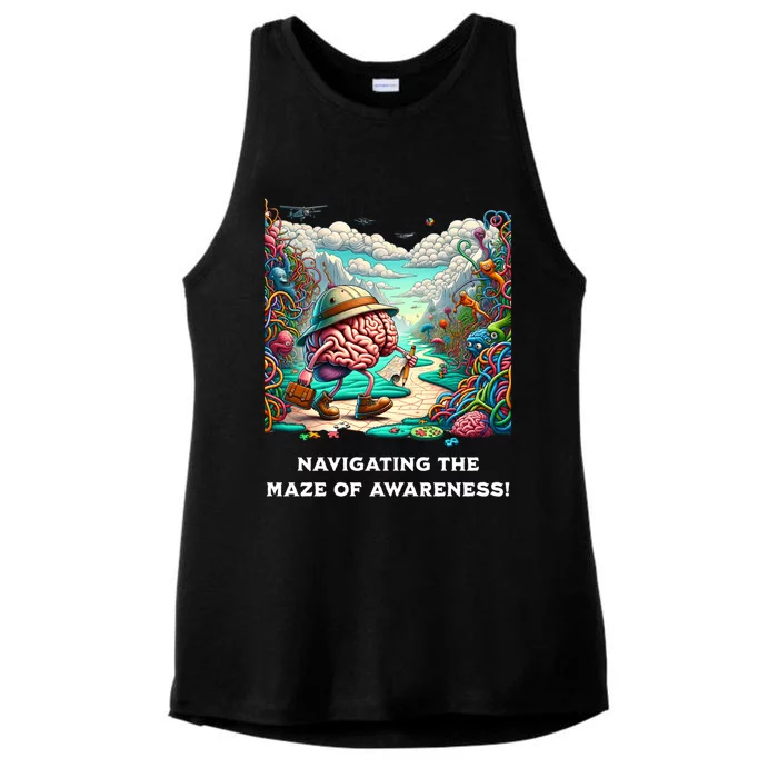 Navigating The Maze Of Awareness Brain Health Adventure Cool Gift Ladies Tri-Blend Wicking Tank