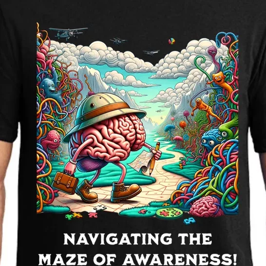 Navigating The Maze Of Awareness Brain Health Adventure Cool Gift Pajama Set