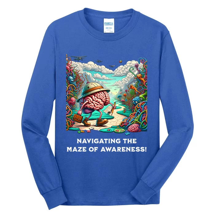 Navigating The Maze Of Awareness Brain Health Adventure Cool Gift Tall Long Sleeve T-Shirt