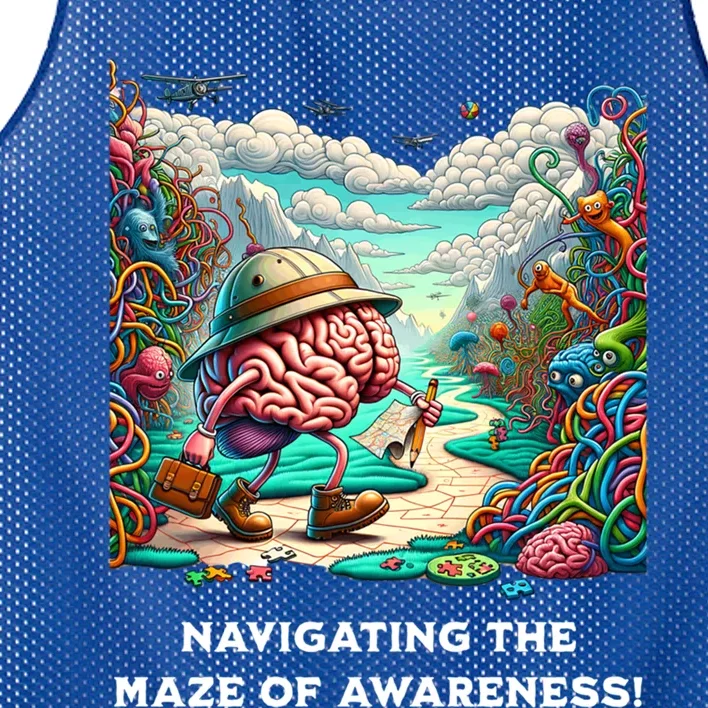 Navigating The Maze Of Awareness Brain Health Adventure Cool Gift Mesh Reversible Basketball Jersey Tank