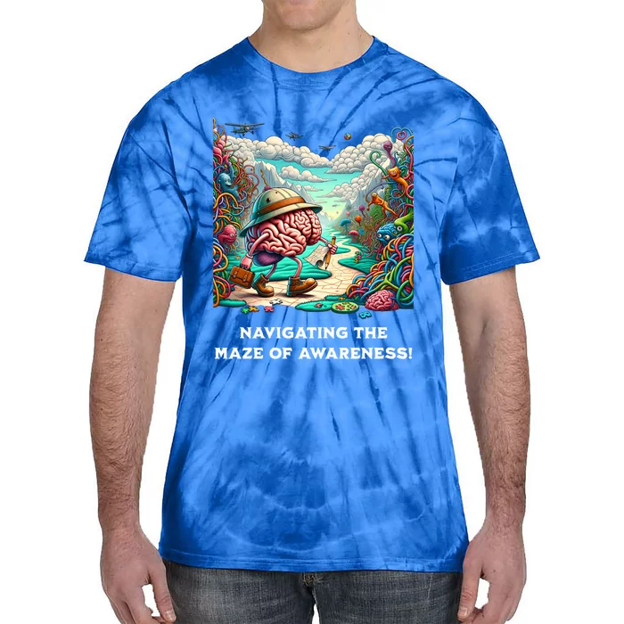 Navigating The Maze Of Awareness Brain Health Adventure Cool Gift Tie-Dye T-Shirt