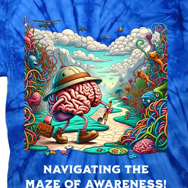 Navigating The Maze Of Awareness Brain Health Adventure Cool Gift Tie-Dye T-Shirt