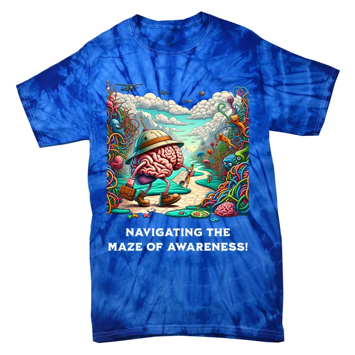 Navigating The Maze Of Awareness Brain Health Adventure Cool Gift Tie-Dye T-Shirt