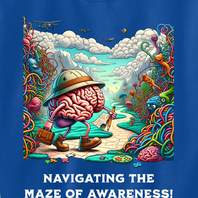 Navigating The Maze Of Awareness Brain Health Adventure Cool Gift Kids Sweatshirt