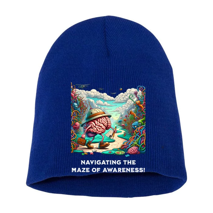 Navigating The Maze Of Awareness Brain Health Adventure Cool Gift Short Acrylic Beanie