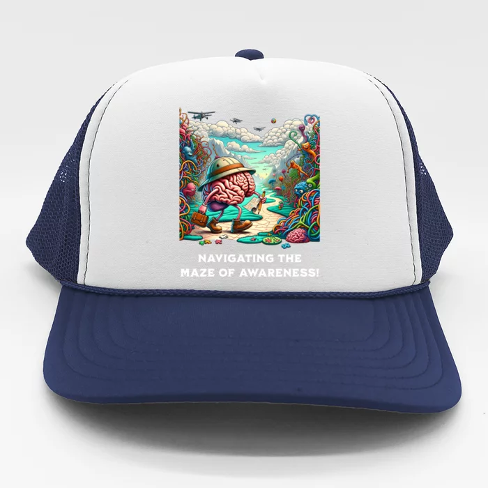 Navigating The Maze Of Awareness Brain Health Adventure Cool Gift Trucker Hat