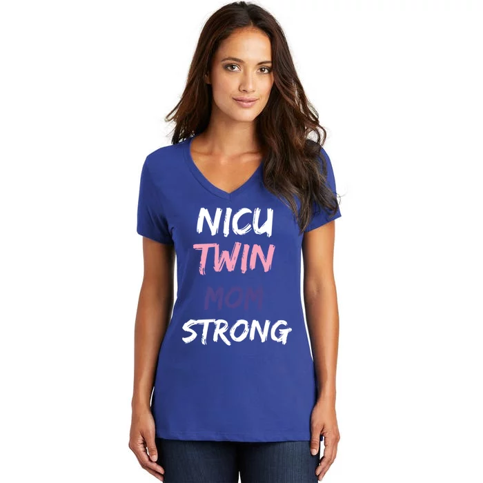 Nicu Twin Mom Strong Gift Women's V-Neck T-Shirt