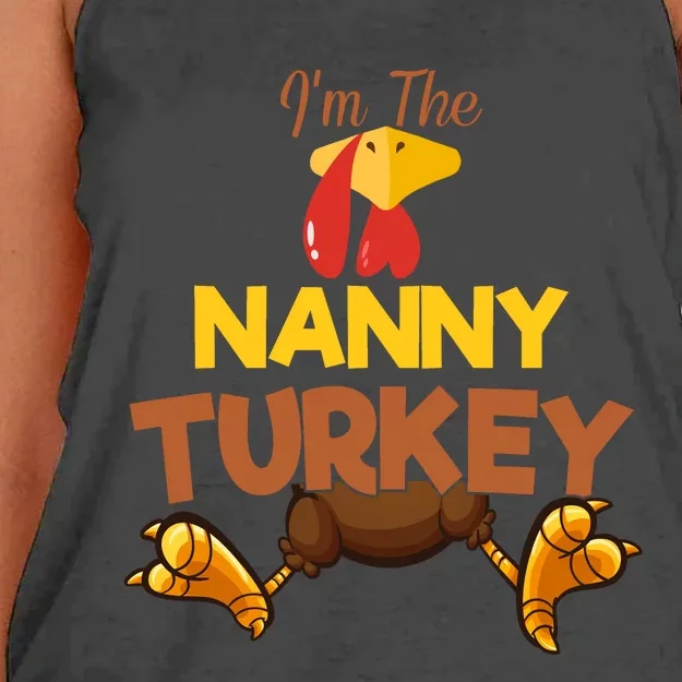 Nanny Turkey Matching Family Group Thanksgiving Gifts Women's Knotted Racerback Tank