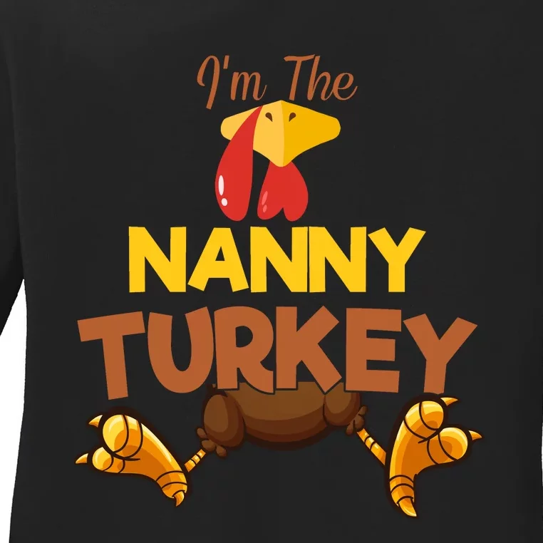 Nanny Turkey Matching Family Group Thanksgiving Gifts Ladies Long Sleeve Shirt