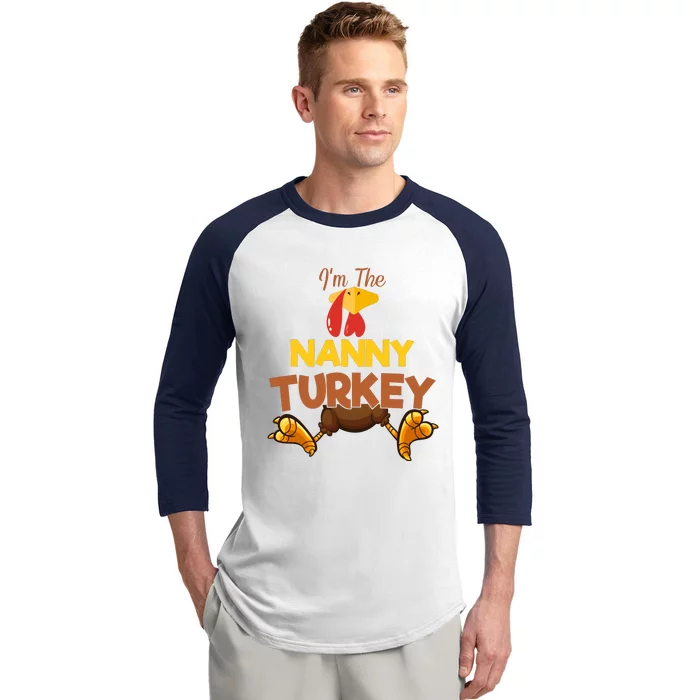 Nanny Turkey Matching Family Group Thanksgiving Gifts Baseball Sleeve Shirt