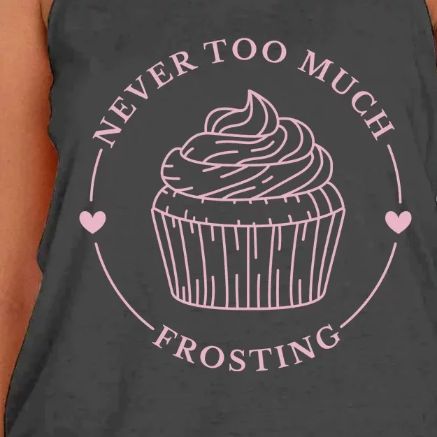 Never Too Much Frosting Cupcake Baker Women's Knotted Racerback Tank