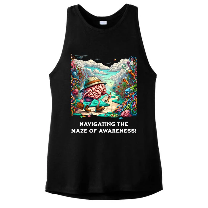 Navigating The Maze Of Awareness Brain Health Adventure Gift Ladies Tri-Blend Wicking Tank