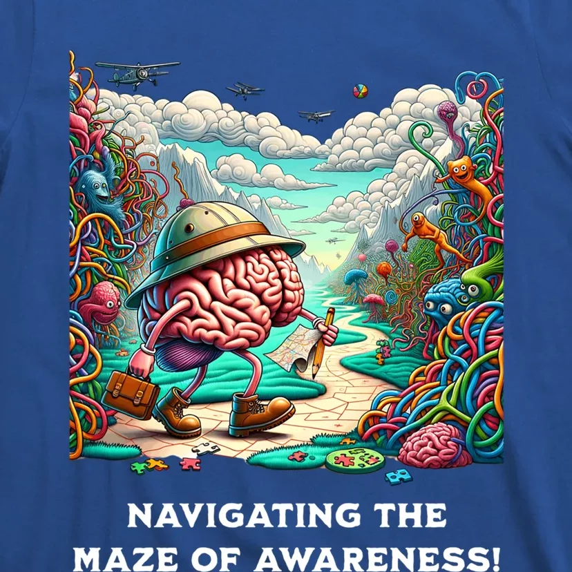 Navigating The Maze Of Awareness Brain Health Adventure Gift T-Shirt