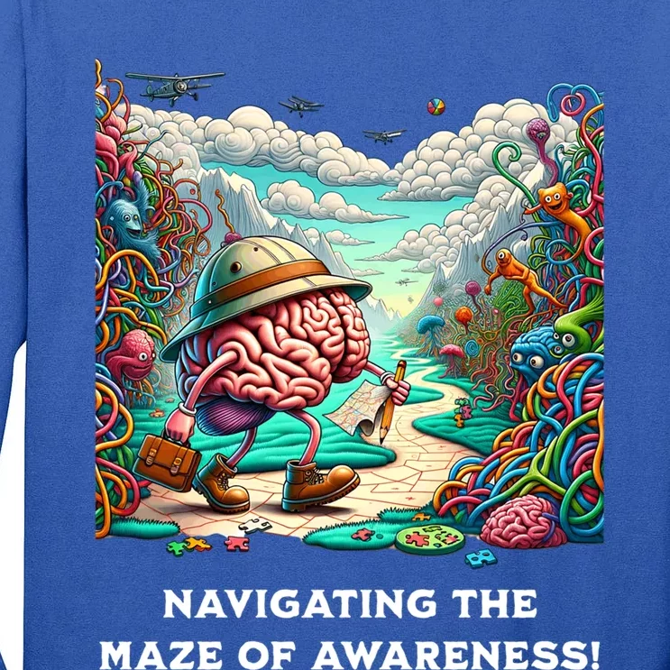 Navigating The Maze Of Awareness Brain Health Adventure Gift Tall Long Sleeve T-Shirt