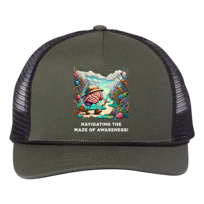 Navigating The Maze Of Awareness Brain Health Adventure Gift Retro Rope Trucker Hat Cap