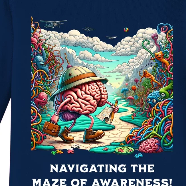 Navigating The Maze Of Awareness Brain Health Adventure Gift Baby Long Sleeve Bodysuit