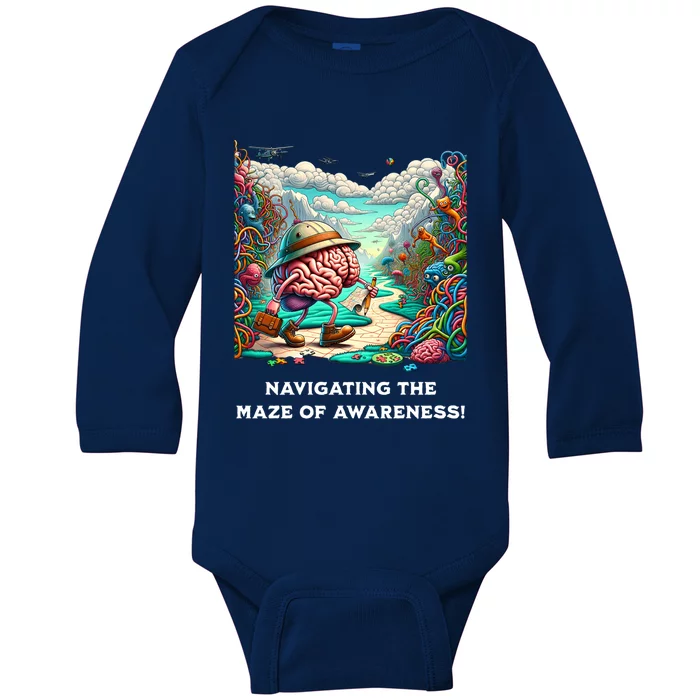 Navigating The Maze Of Awareness Brain Health Adventure Gift Baby Long Sleeve Bodysuit