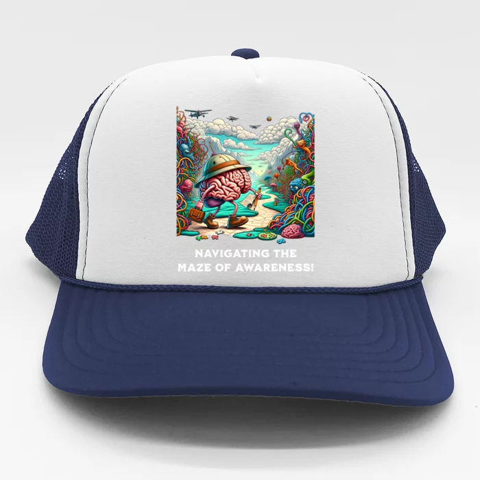 Navigating The Maze Of Awareness Brain Health Adventure Gift Trucker Hat