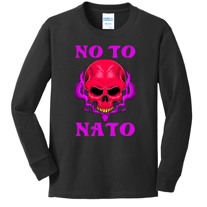 No To NATO Anti War Peace Ukraine Kids Long Sleeve Shirt