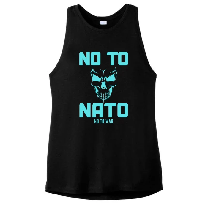 No To NATO Anti War Peace Ukraine Ladies Tri-Blend Wicking Tank