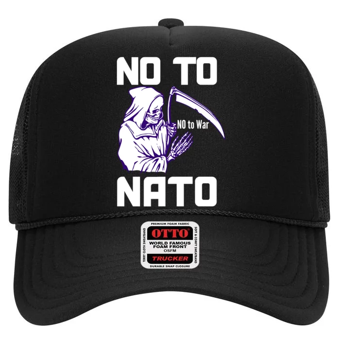 No To NATO Anti War Peace Ukraine High Crown Mesh Trucker Hat