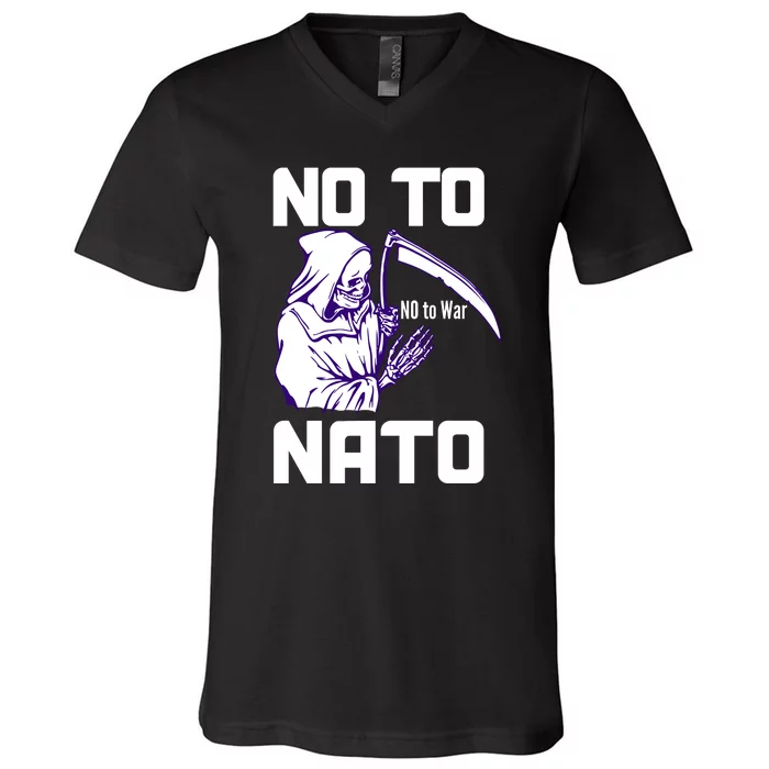 No To NATO Anti War Peace Ukraine V-Neck T-Shirt