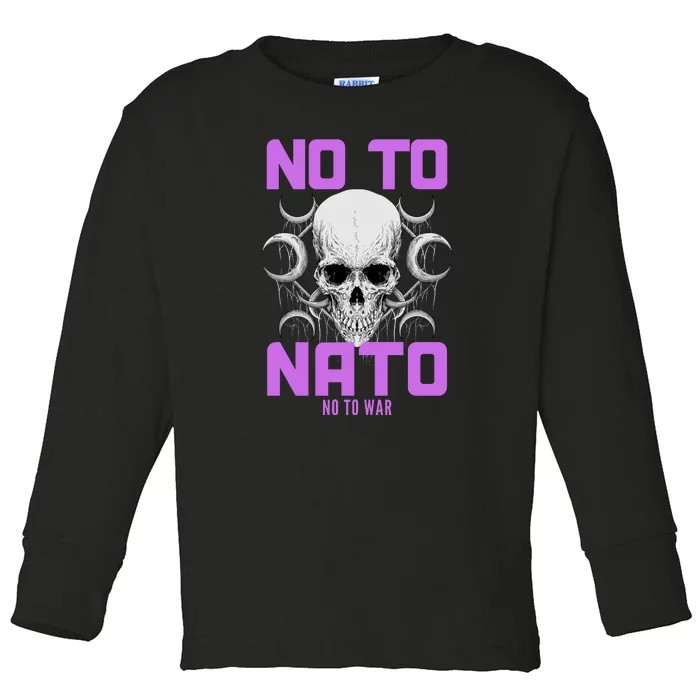 No To NATO Anti War Peace Ukraine Toddler Long Sleeve Shirt