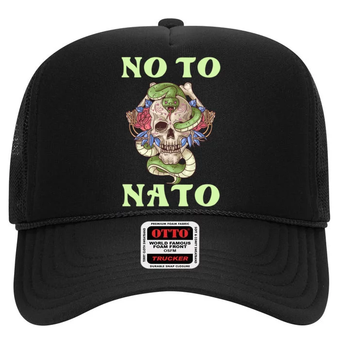 No To NATO Anti War Peace Ukraine High Crown Mesh Trucker Hat