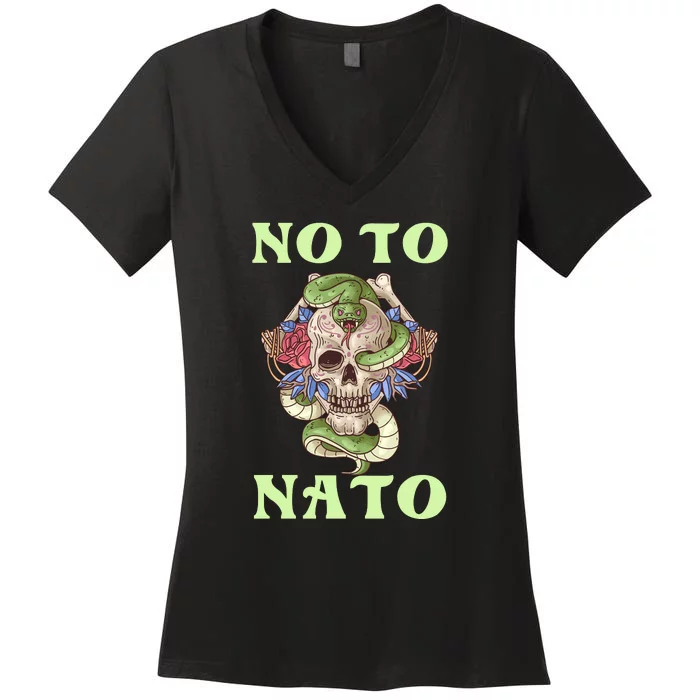 No To NATO Anti War Peace Ukraine Women's V-Neck T-Shirt