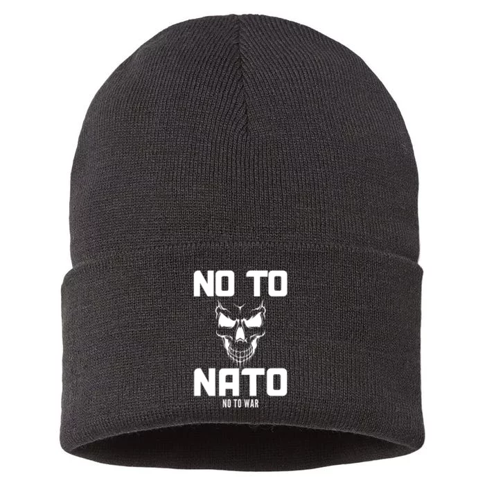 No To NATO Anti War Peace Ukraine Sustainable Knit Beanie