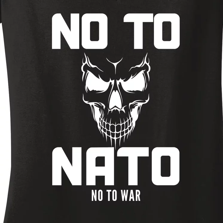 No To NATO Anti War Peace Ukraine Women's V-Neck T-Shirt