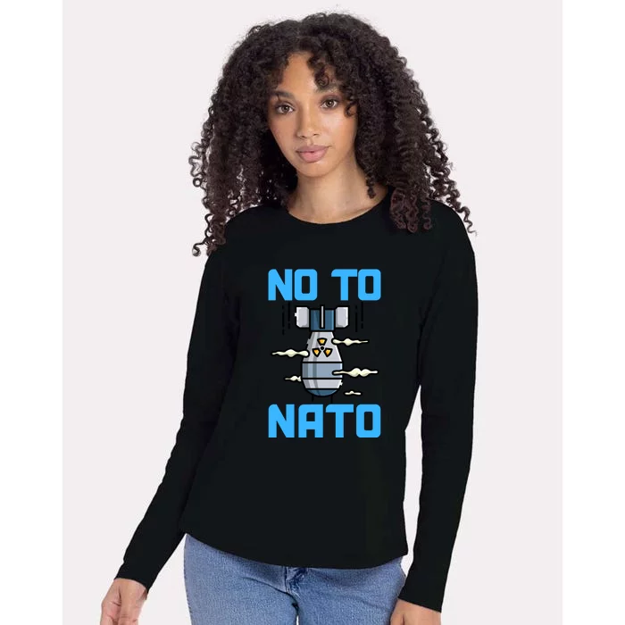 No To NATO Anti War Peace Ukraine Womens Cotton Relaxed Long Sleeve T-Shirt