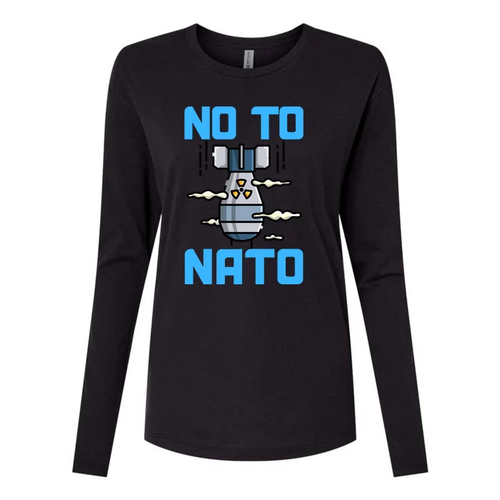 No To NATO Anti War Peace Ukraine Womens Cotton Relaxed Long Sleeve T-Shirt