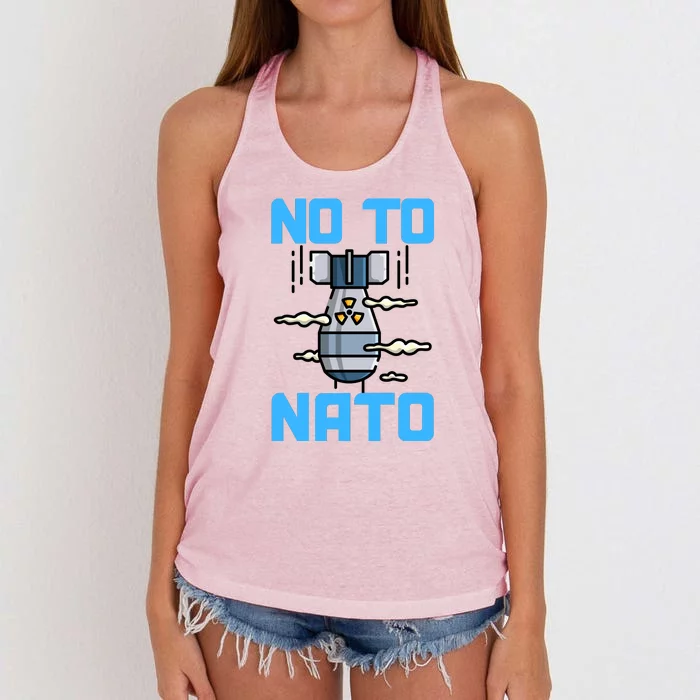 No To NATO Anti War Peace Ukraine Women's Knotted Racerback Tank