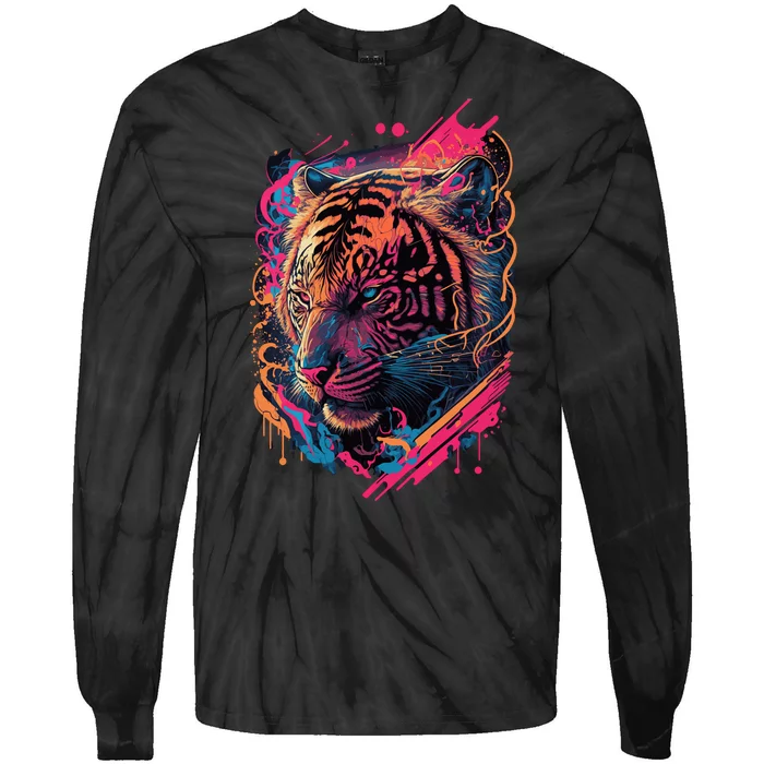 Neon Tiger Tie-Dye Long Sleeve Shirt