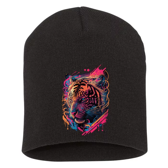 Neon Tiger Short Acrylic Beanie