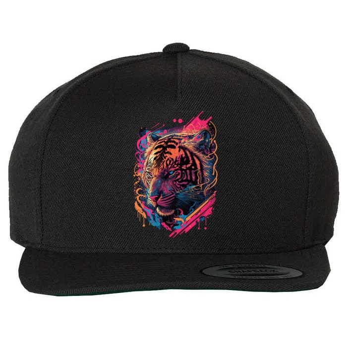 Neon Tiger Wool Snapback Cap