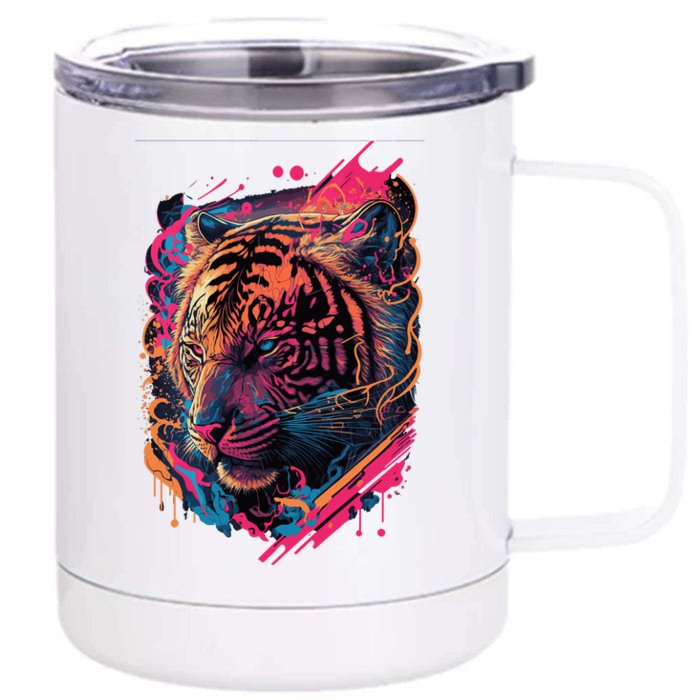 Neon Tiger Front & Back 12oz Stainless Steel Tumbler Cup