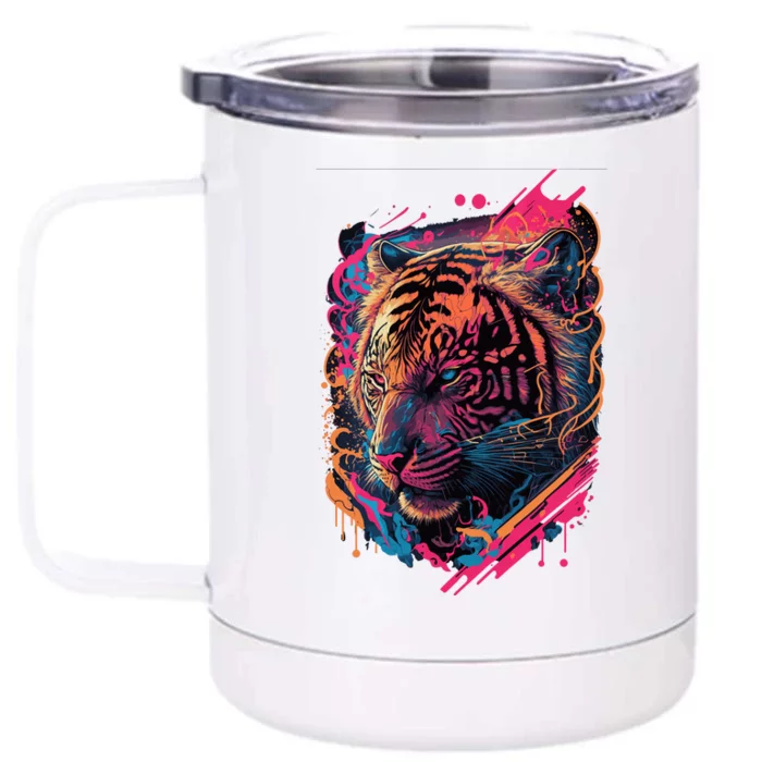 Neon Tiger Front & Back 12oz Stainless Steel Tumbler Cup