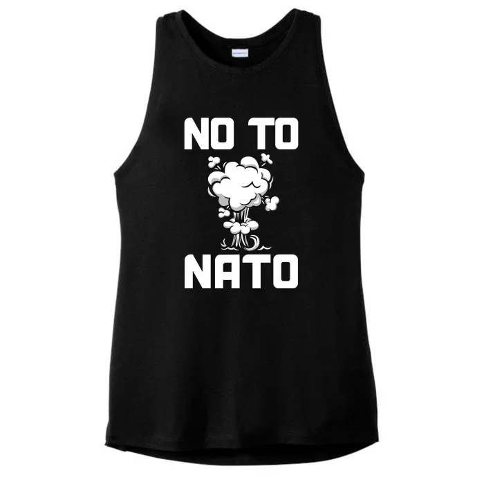 No To NATO Anti War Peace Ukraine Ladies Tri-Blend Wicking Tank