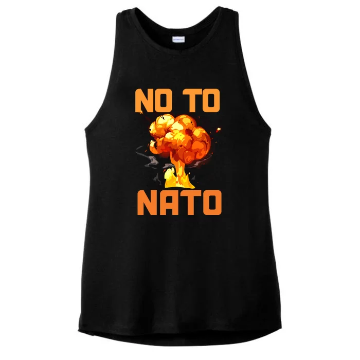 No To NATO Anti War Peace Ukraine Ladies Tri-Blend Wicking Tank