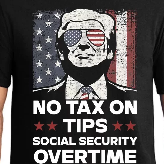 No Tax On Tips Social Security Overtime Trump 2024 Pajama Set