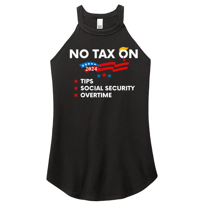 No Tax On Tips Social Security Overtime Trump 2024 Support Trump Vance 2024 Women’s Perfect Tri Rocker Tank