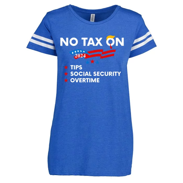 No Tax On Tips Social Security Overtime Trump 2024 Support Trump Vance 2024 Enza Ladies Jersey Football T-Shirt