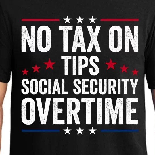 No Tax On Tips Social Security Overtime Trump 2024 Long Sleeve Pajama Set