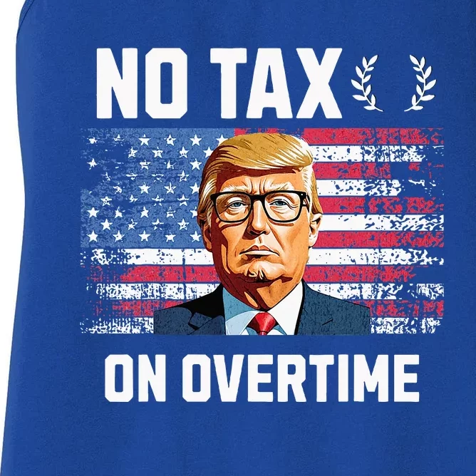 No Tax On Overtime Trump 2024 American Flag Women's Racerback Tank