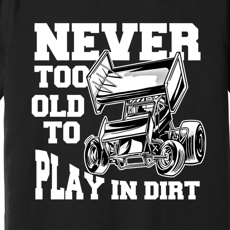 Never Too Old To Play In Dirt Sprint Car Racing Lover Gift Premium T-Shirt