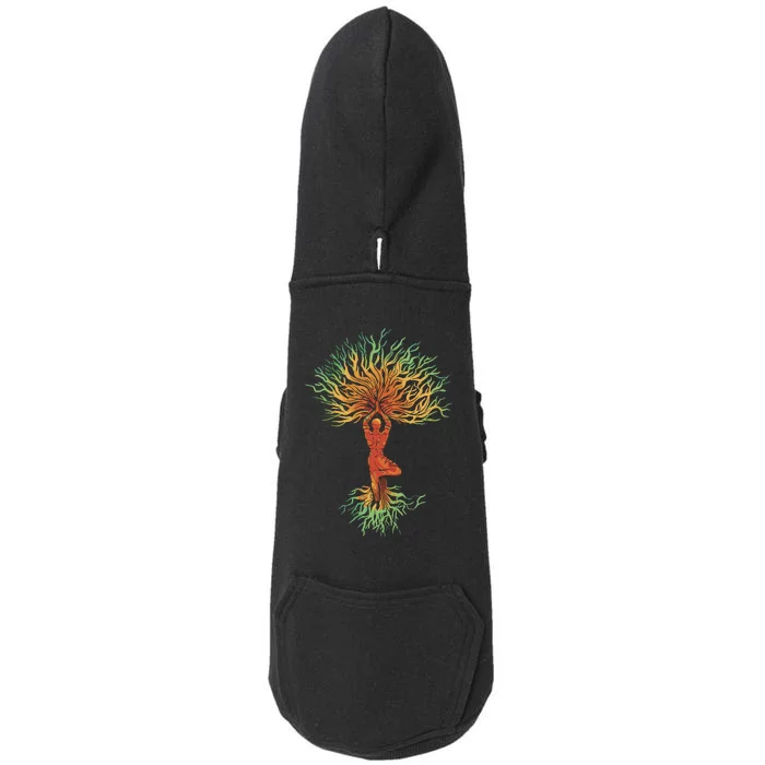 Nature Tree Of Life Yoga Colorful Doggie 3-End Fleece Hoodie